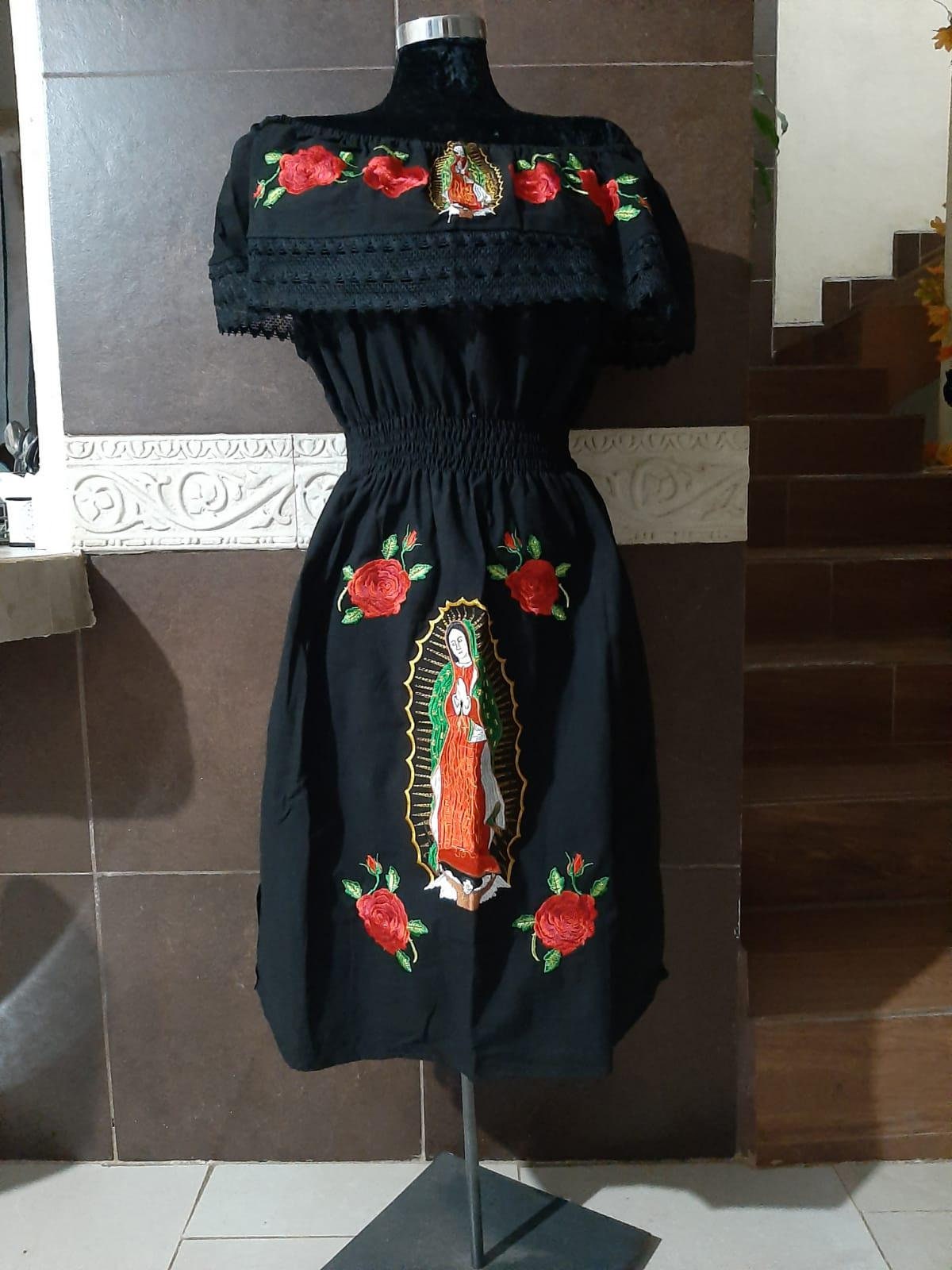 Virgen de Guadalupe dress for women, virgin mary dress, embroidered dr MEXICANITA-HANDMADE Virgen de Guadalupe dress for women, virgin mary dress, embroidered dr MEXICANITA-HANDMADE