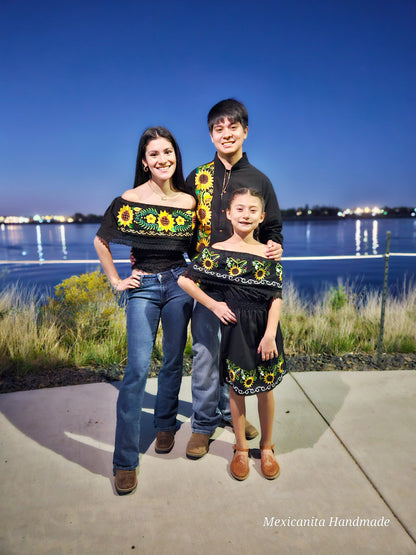 Guayabera Sunflower family matching|| mexican family matching