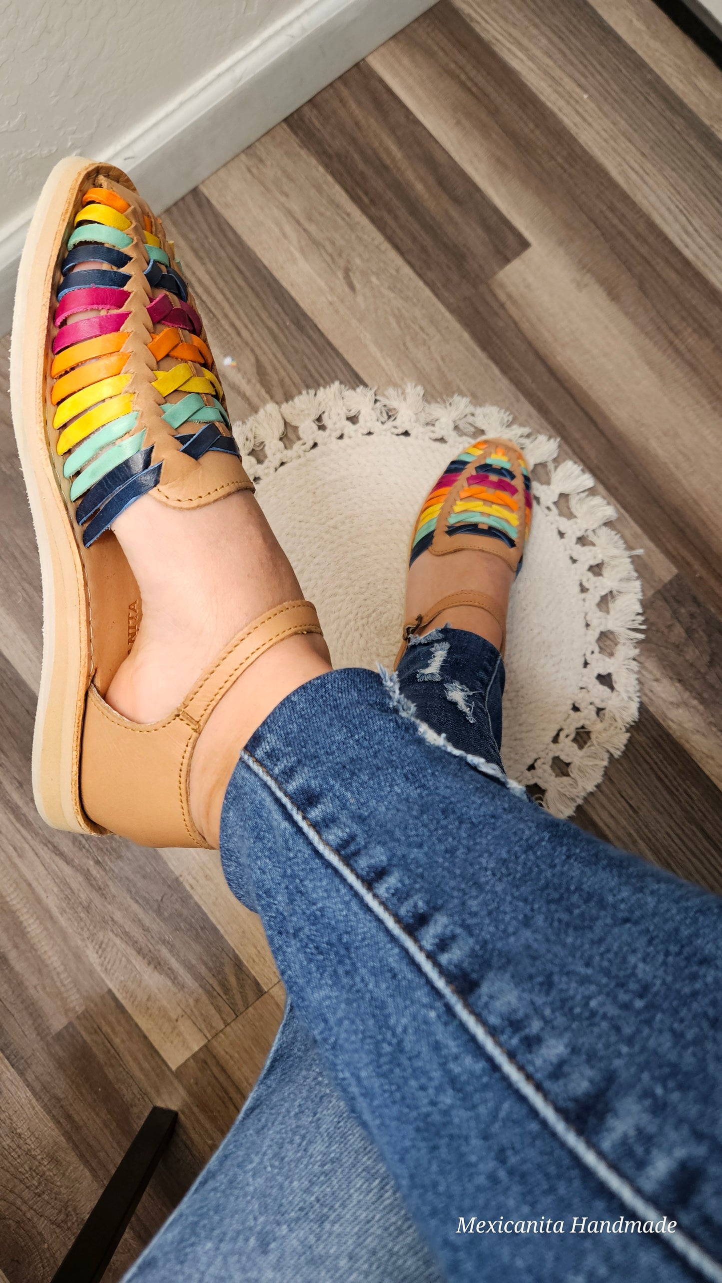 Arcoiris Mexican huarache sandals//Huarache mexicano//Mexican sandal//Mexican closed toe huarache//Mexican artisanal shoe