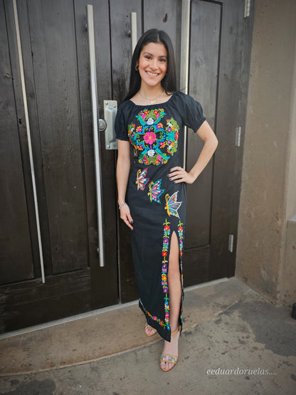 Fiesta de Noche dress. mexican dress, womens long dress, fiesta mexica – MEXICANITA-HANDMADE