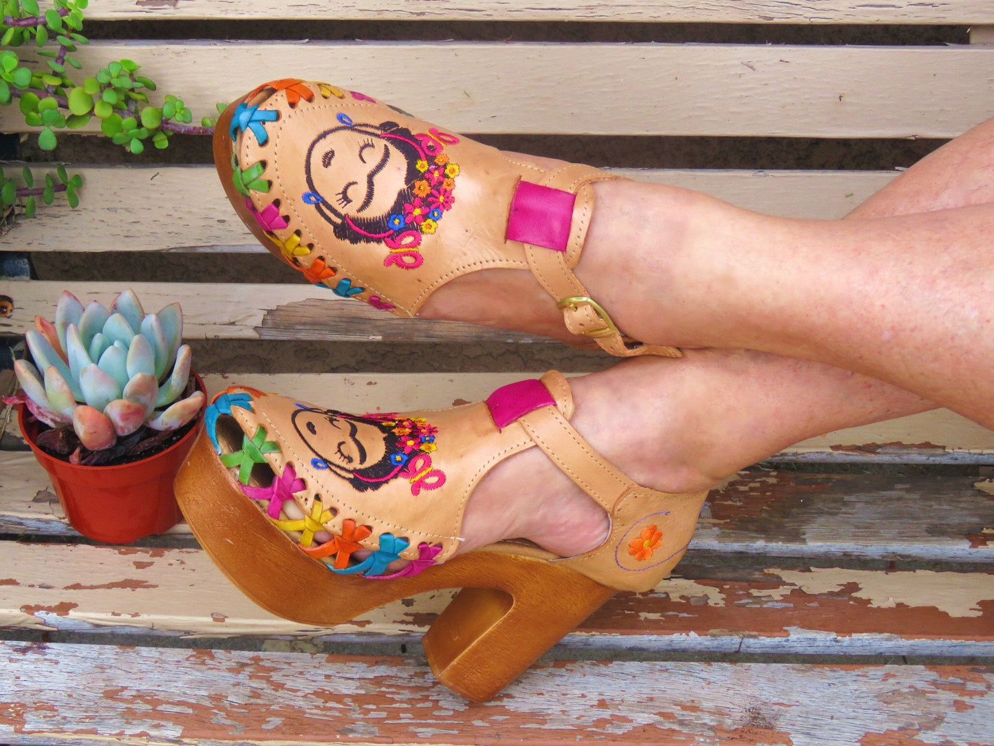 Frida Kahlo Mexican wedges//High heel//Mexican huarache//Mexican wedge sandal//Mexican heels//Huarache mexicano//Mexican sandal//Block heels