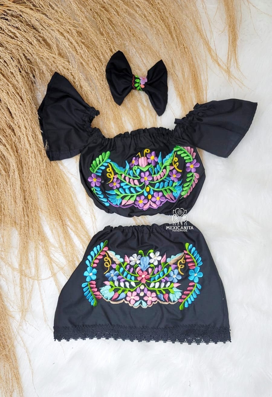 Coqueta outfit|| First birthday outfit for girl||Mexican baby outfit||Mexican set for baby girl||mexican dress for baby girl|Embroidered