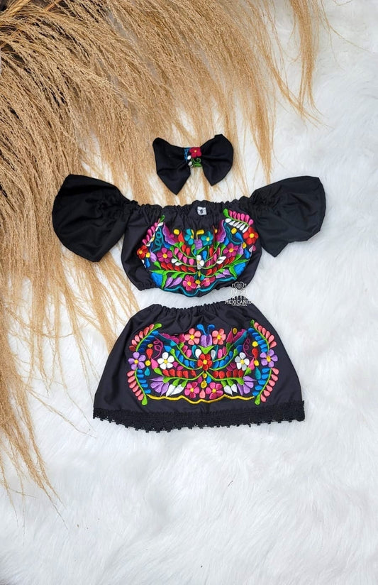 Coqueta outfit|| First birthday outfit for girl||Mexican baby outfit||Mexican set for baby girl||mexican dress for baby girl|Embroidered
