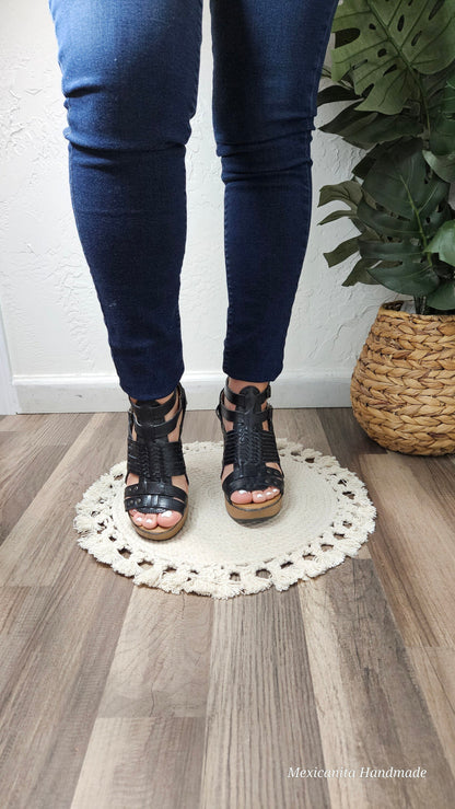 Emily Mexican wedges//High heel huarache//Mexican huarache//Mexican wedge sandal//Mexican heels//Huarache mexicano//Mexican sandal