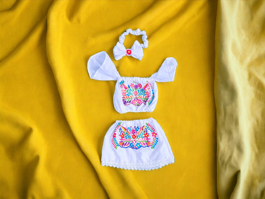Coqueta outfit|| First birthday outfit for girl||Mexican baby outfit||Mexican set for baby girl||mexican dress for baby girl|Embroidered