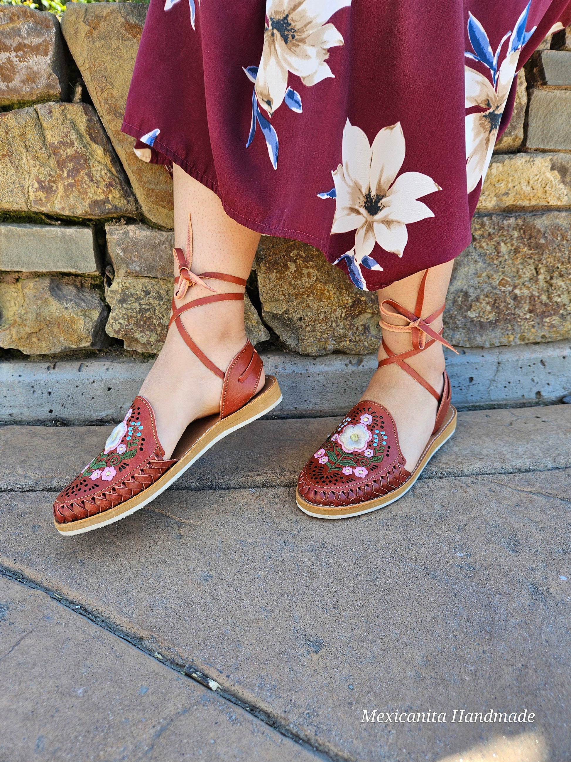 Orizaba Mexican huarache sandals//Huarache mexicano//Mexican sandal//Mexican huarache//Mexican shoes//Lace up sandal||embroidered sandal