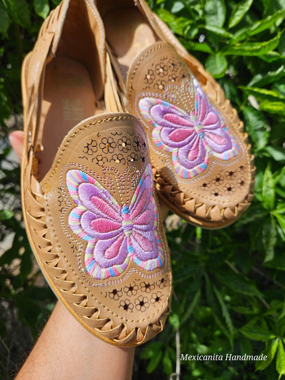 Pastel butterfly huarache mexicano sandals||Mexican huarache||Womens huarache sandals||Mexican shoes||Summer sandals||embroidered sandals