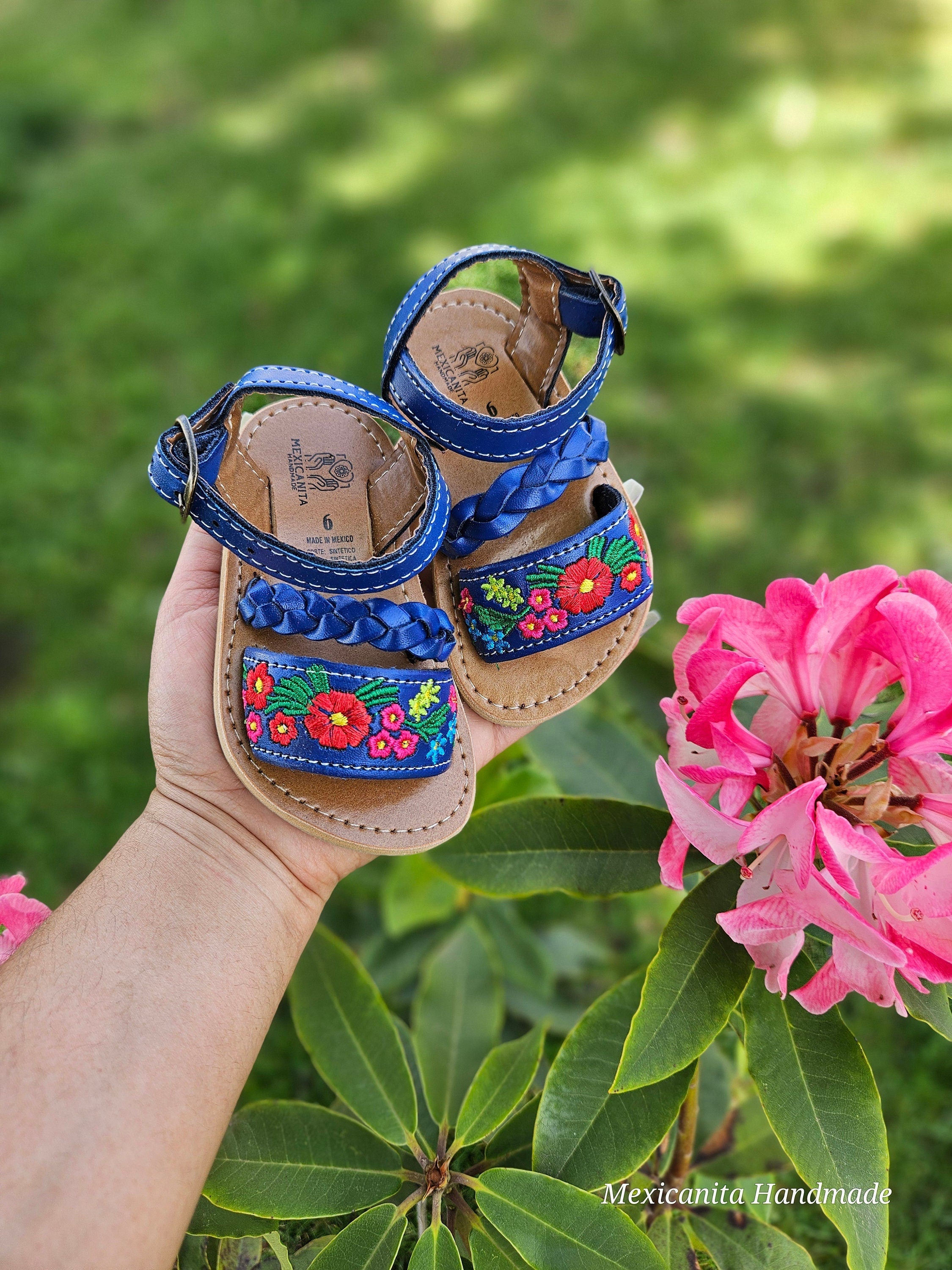 Natalia blue Babies and toddlers huaraches sandal Huaraches para bebe MEXICANITA HANDMADE