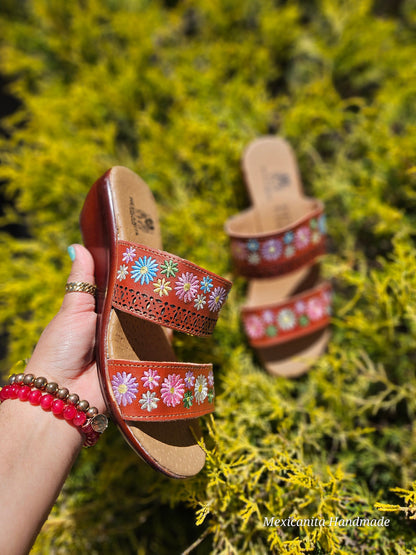 Amanda || low heel sandals||mexican huarache||mexican shoes|| open toe sandals||low heels sandals||gift for mom||WIDE FEET FRIENDLY