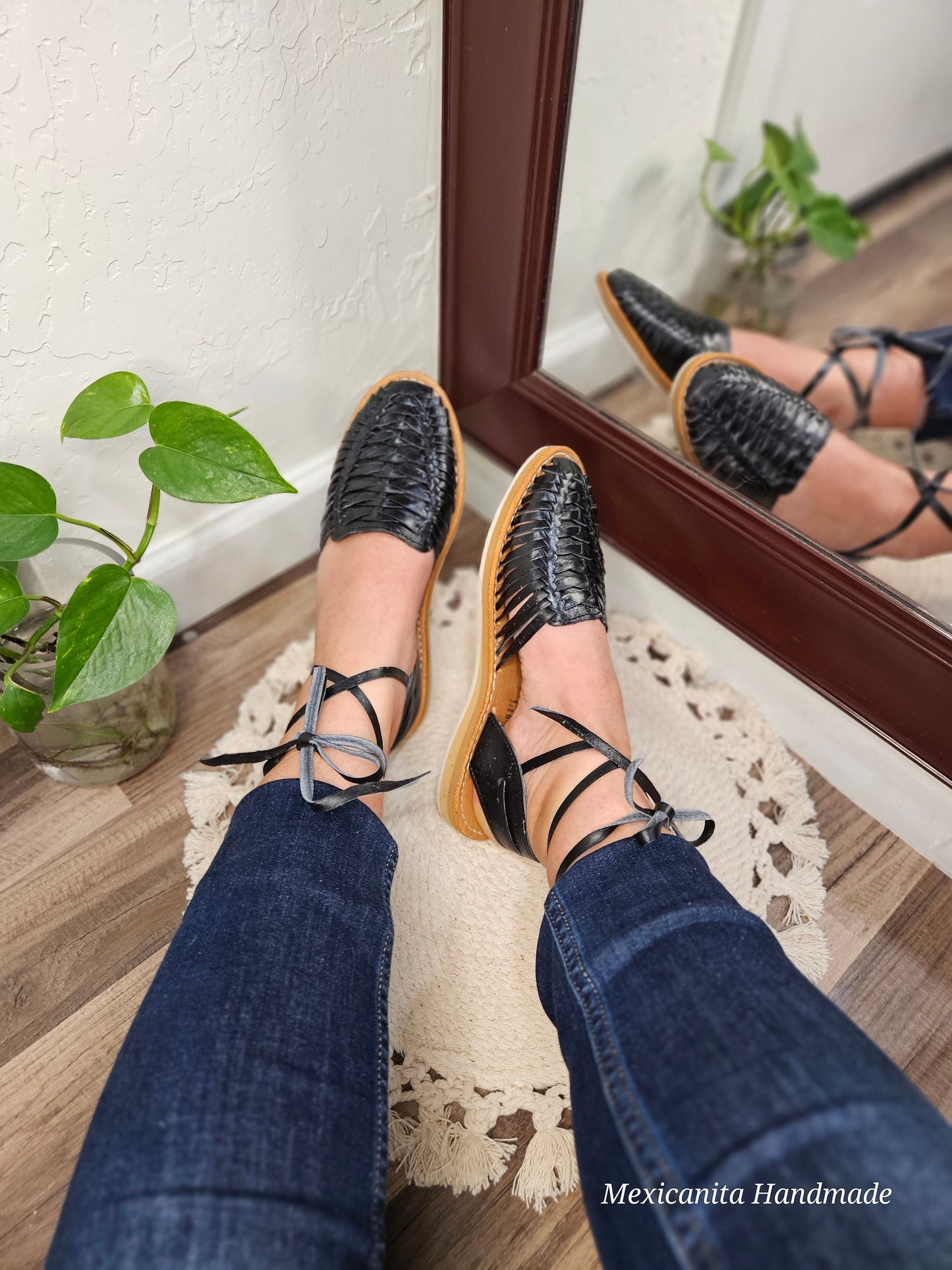 Caminos lace-up huarache sandal//Mexican sandal/Mexican huarache//Mexican lace up huarache//Huaraches mexicanos//Mexican shoes//