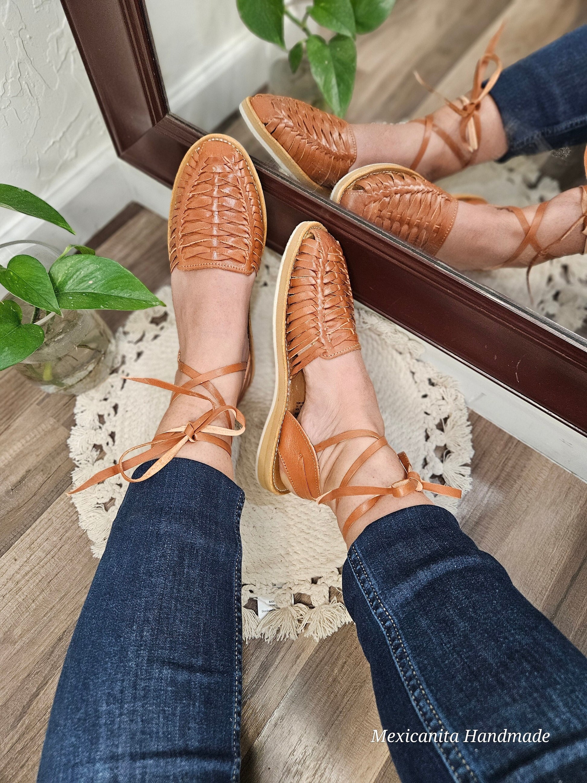 Caminos lace-up huarache sandal//Mexican sandal/Mexican huarache//Mexican lace up huarache//Huaraches mexicanos//Mexican shoes//