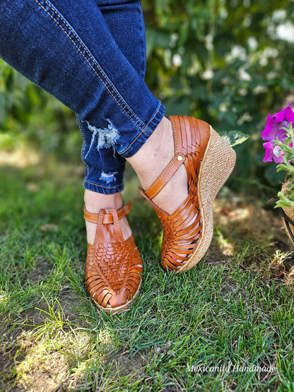 Hortensia Mexican wedges/Mexican huarache//Mexican wedge sandal//Mexican heels//Huarache mexicano//Mexican sandal//Women's high heels