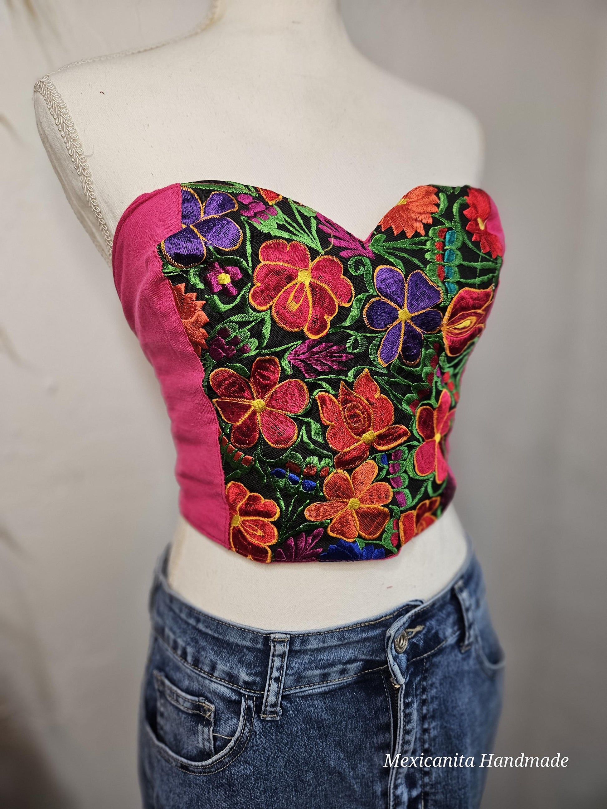 Mexican embroidered crop top|| Mexican blouse||Embroidered crop top||Mexican top for women||Crop top for women||Fiesta mexicana outfit/