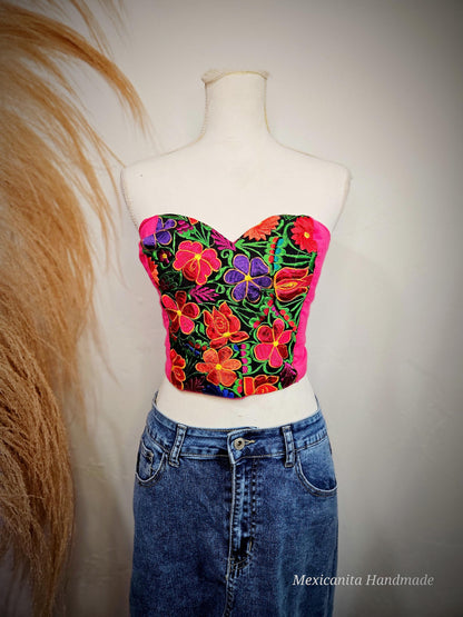 Mexican embroidered crop top|| Mexican blouse||Embroidered crop top||Mexican top for women||Crop top for women||Fiesta mexicana outfit/