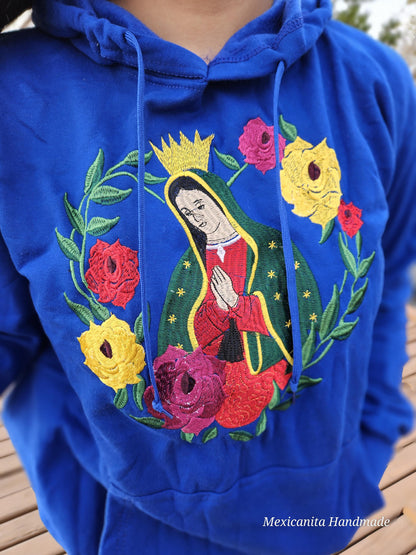 Virgen de Guadalupe Hoodie, Religious Unisex Sweatshirt, Our Lady Of Guadalupe Hoodie La Guadalupana Virgin Mary Sweatshirt