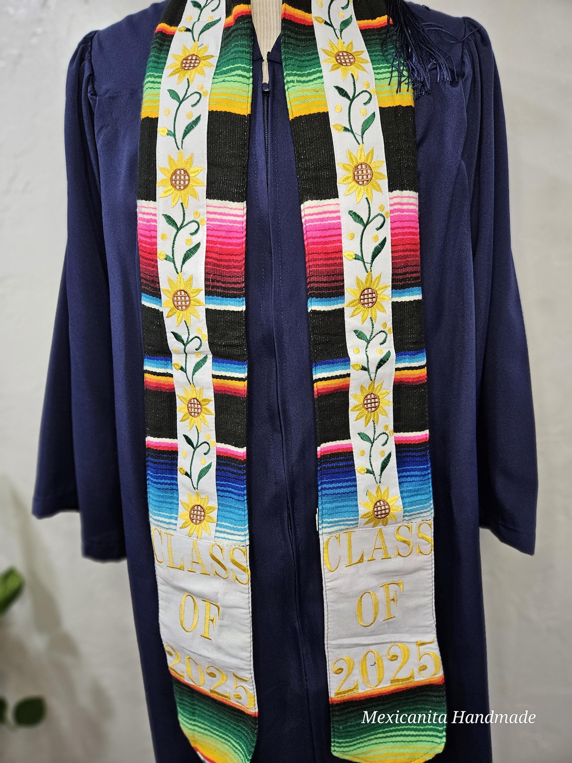 Stole 2025 Mexican graduation stole//Serape stole//mexican floral stole//class of 2025//made of real serape fabric