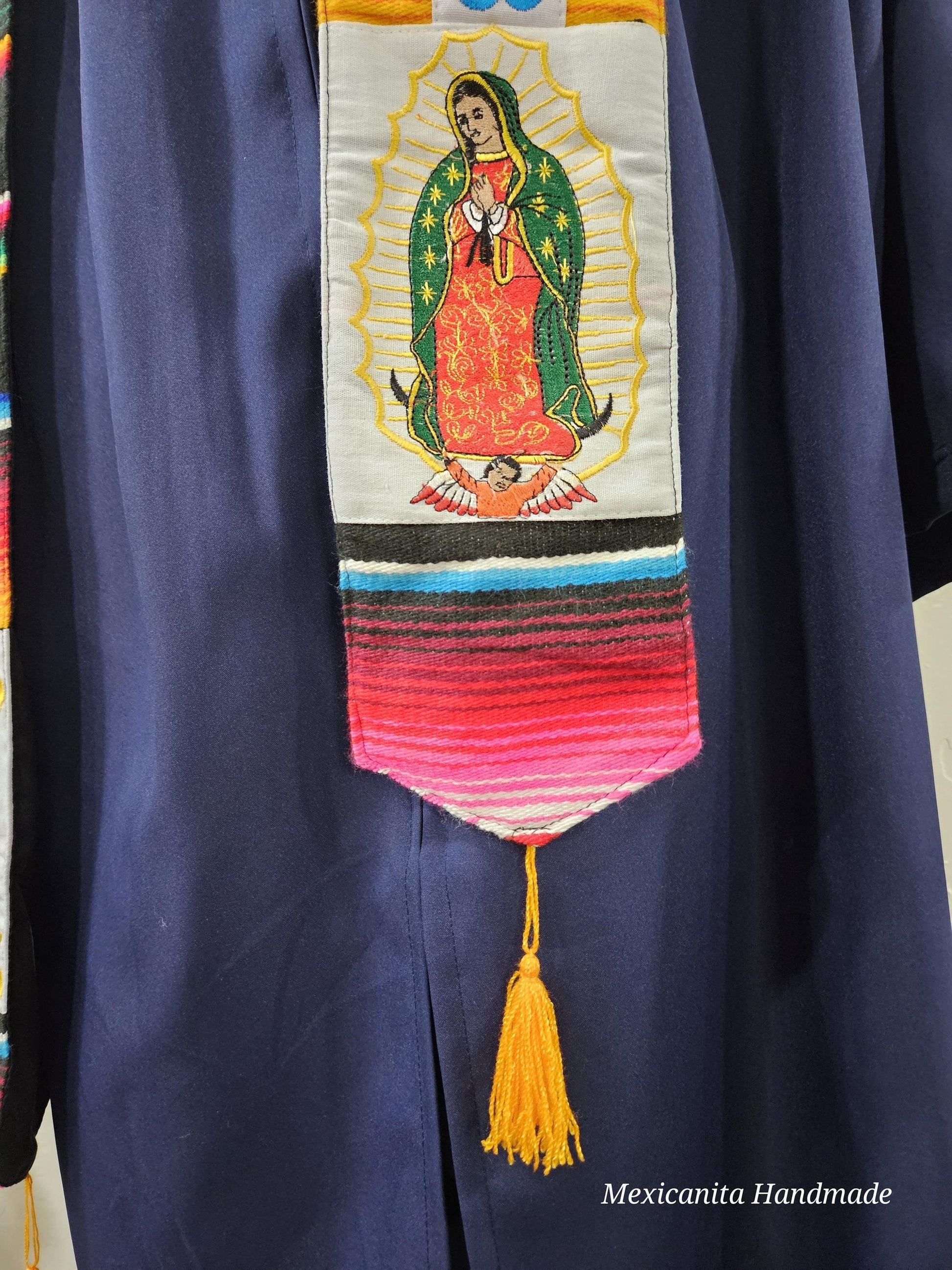 Virgen Stole 2025 Mexican graduation stole//Serape stole//mexican floral stole//class of 2025//made of real serape fabric//