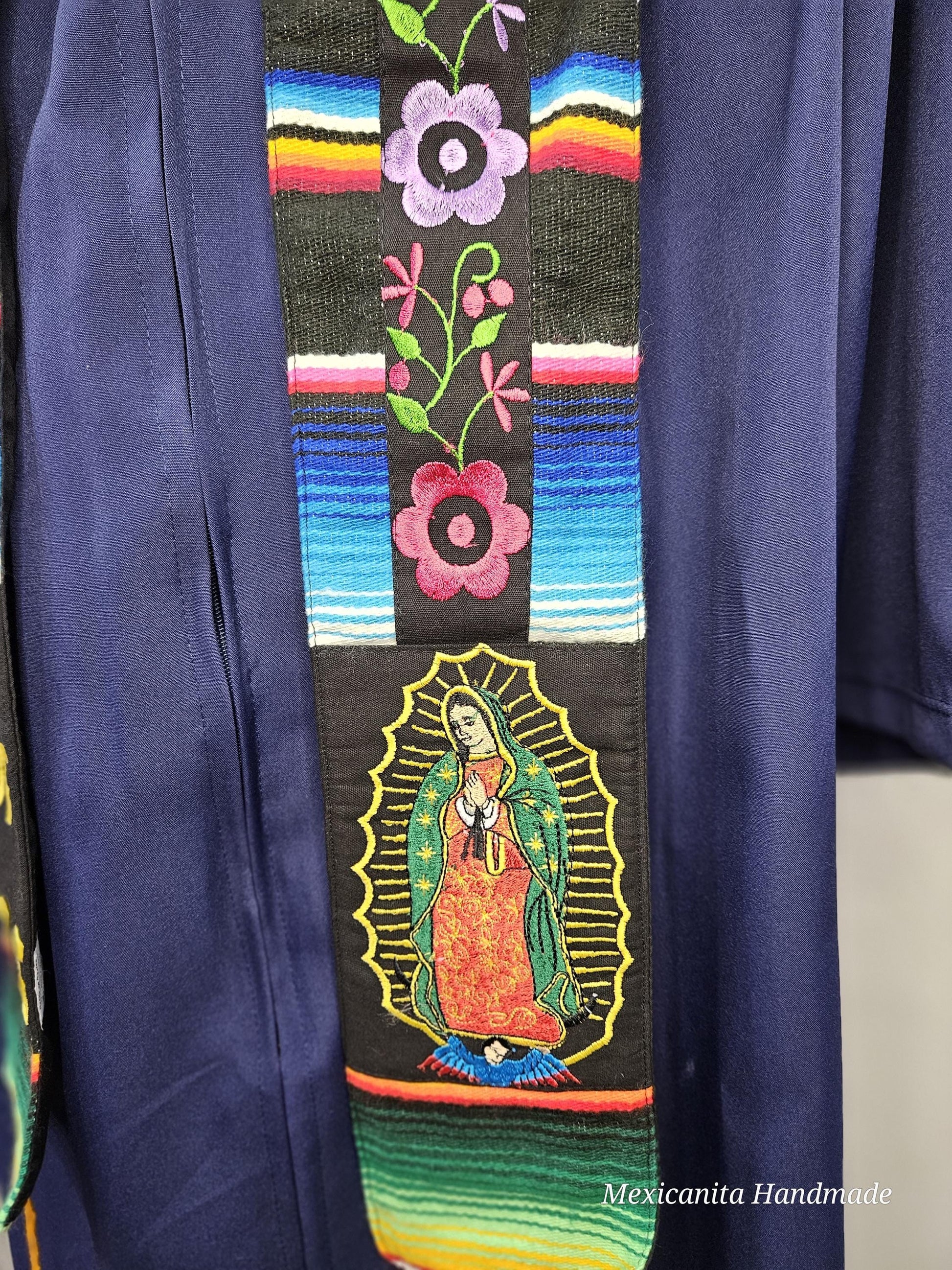 Virgen Stole 2025 Mexican graduation stole//Serape stole//mexican floral stole//class of 2025//made of real serape fabric//