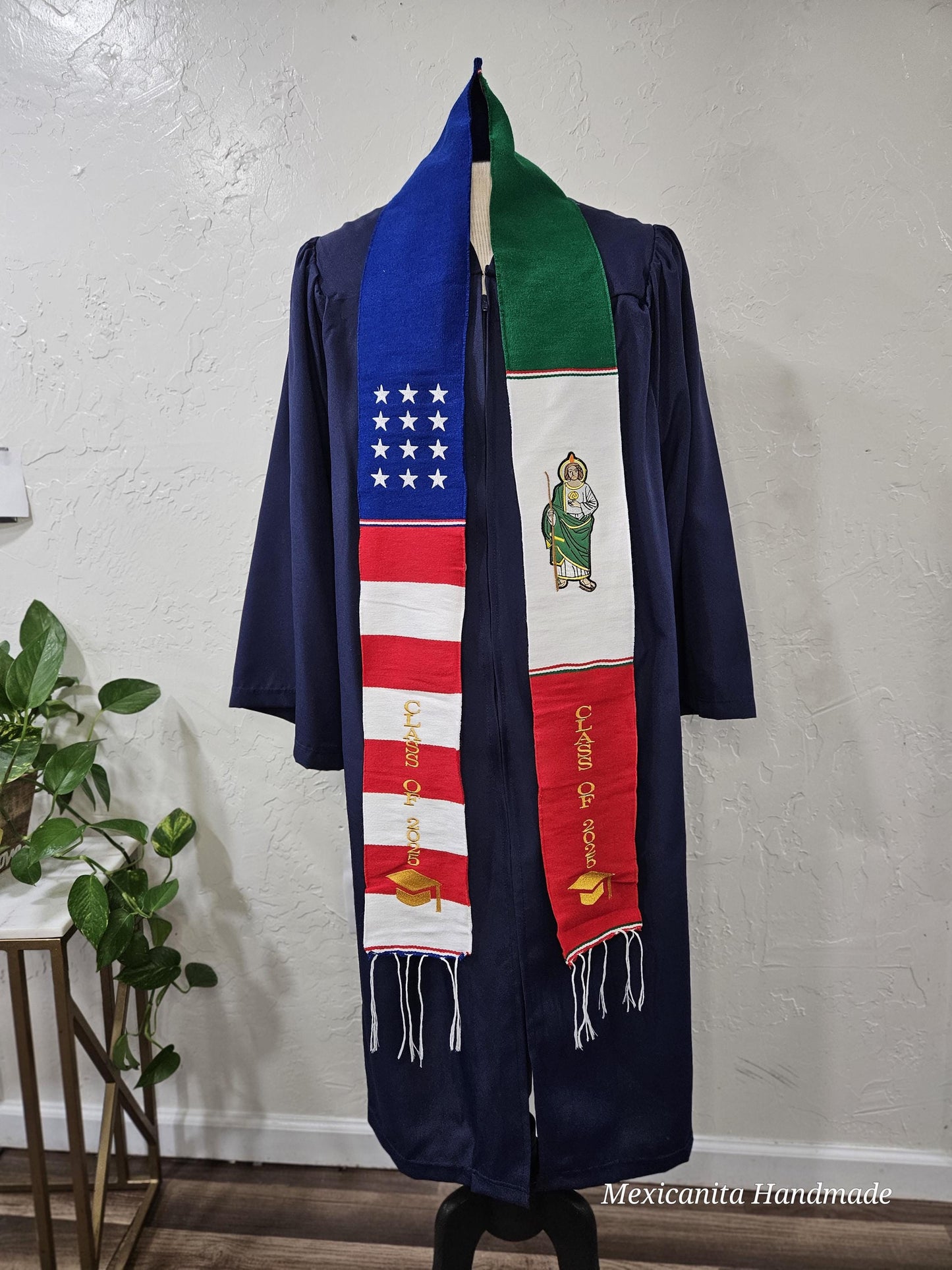 St Jude 2025 Mexican american graduation stole//Serape stole//class of 2025//U.S /MEXICO STOLE //Binacional stole//san judas stole