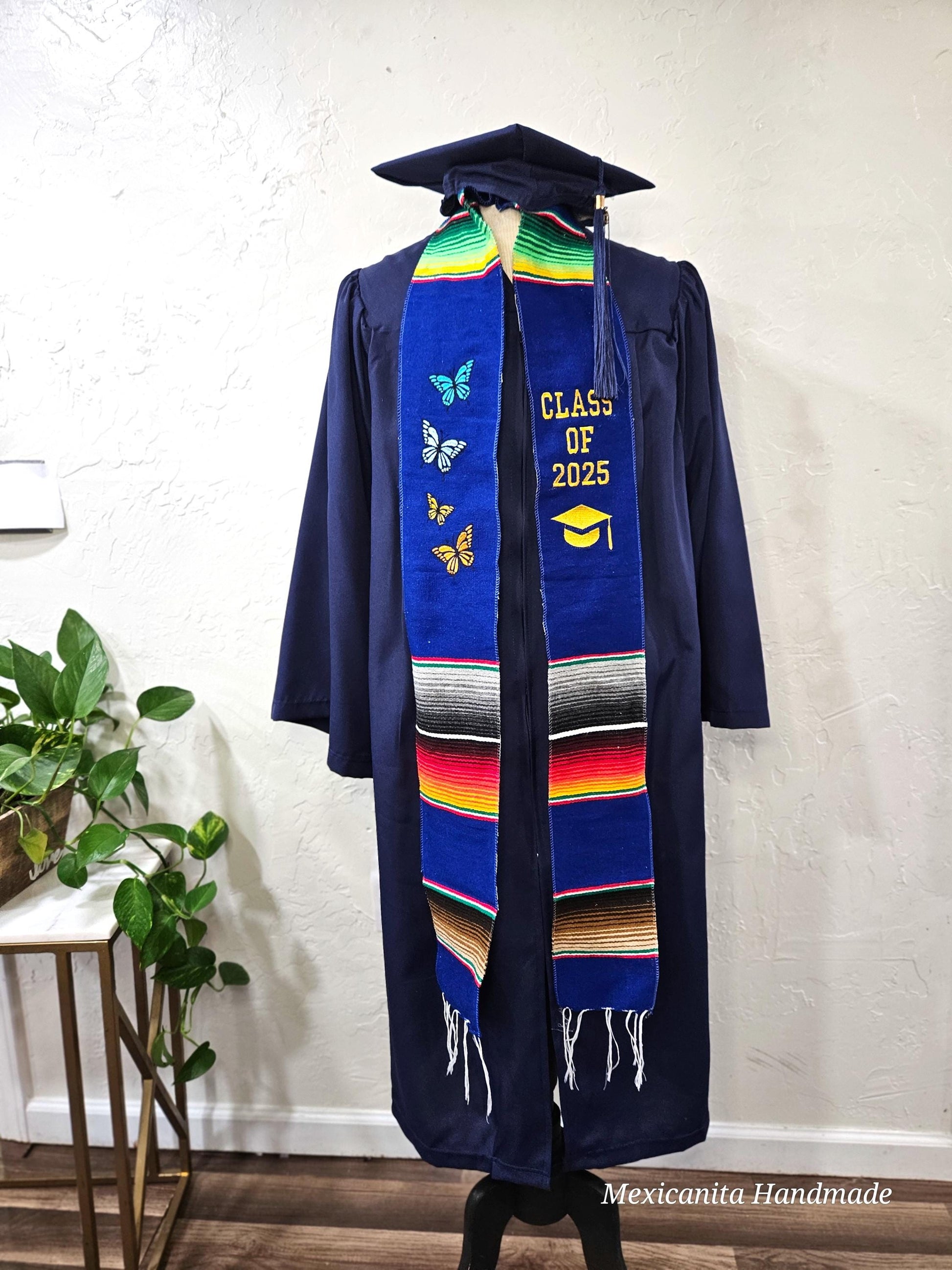 2025 Mexican graduation stole|Serape stole|class of 2025 gift|graduation stole|butterfly stole|mariposa monarca stole