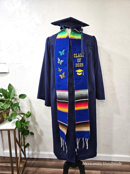 2025 Mexican graduation stole|Serape stole|class of 2025 gift|graduation stole|butterfly stole|mariposa monarca stole