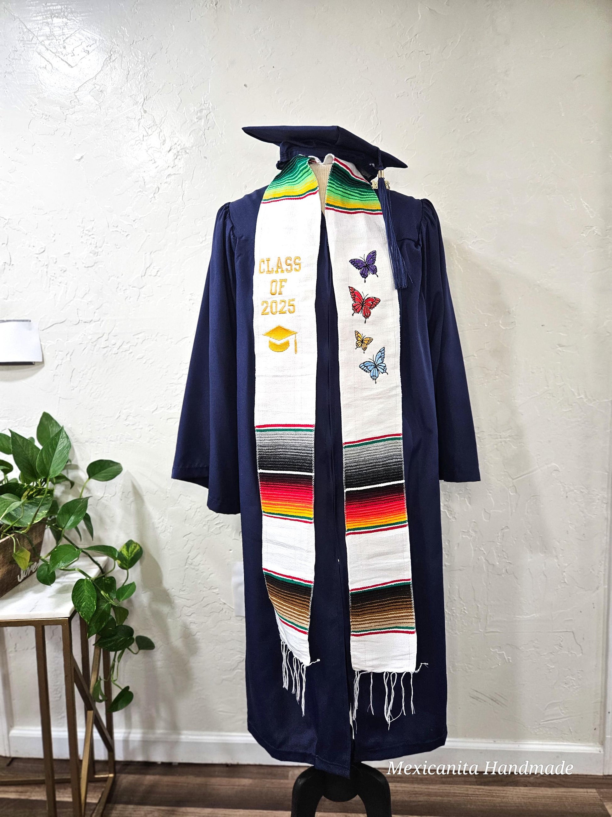 2025 Mexican graduation stole|Serape stole|class of 2025 gift|graduation stole|butterfly stole|mariposa monarca stole