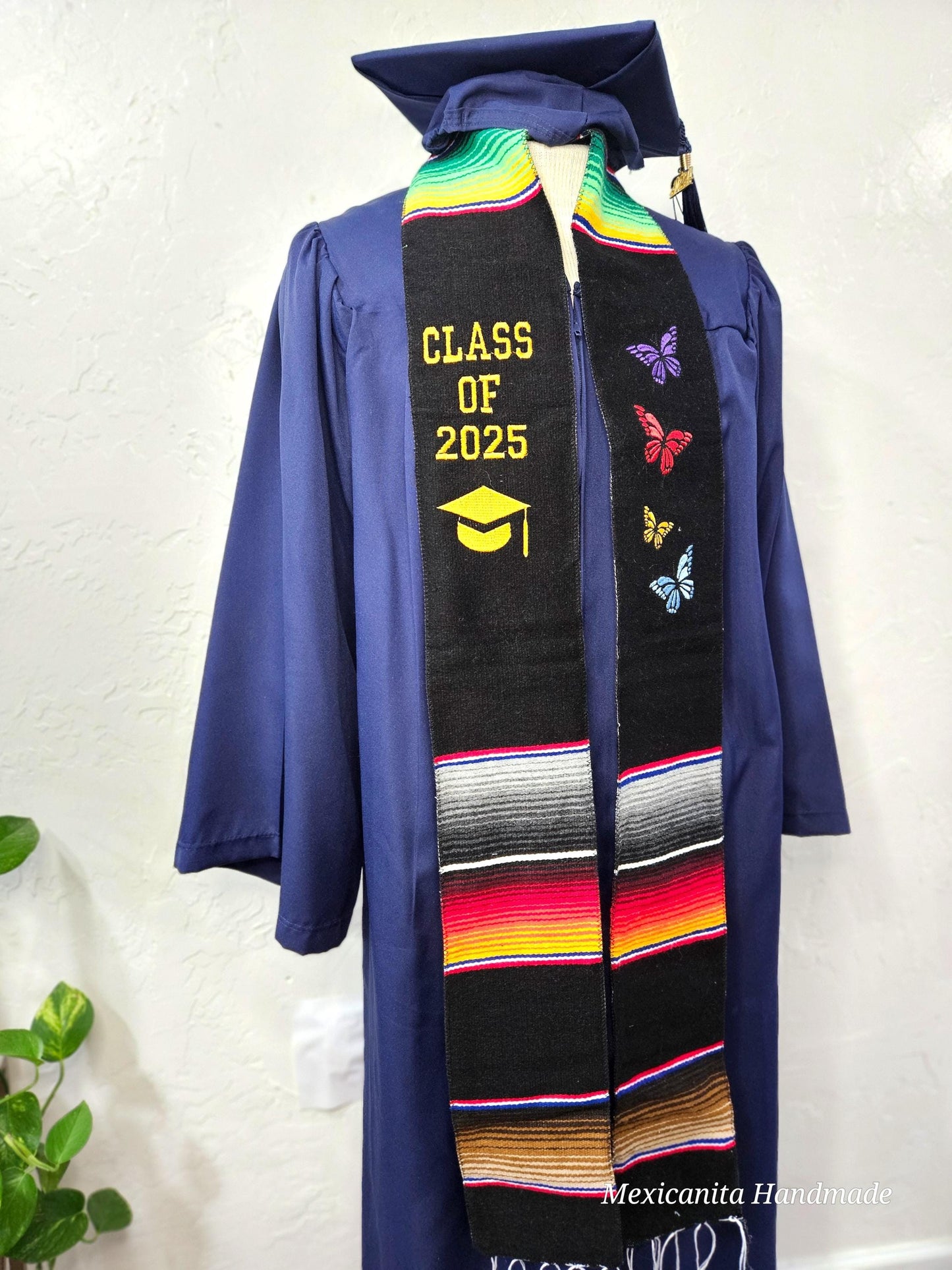 2025 Mexican graduation stole|Serape stole|class of 2025 gift|graduation stole|butterfly stole|mariposa monarca stole