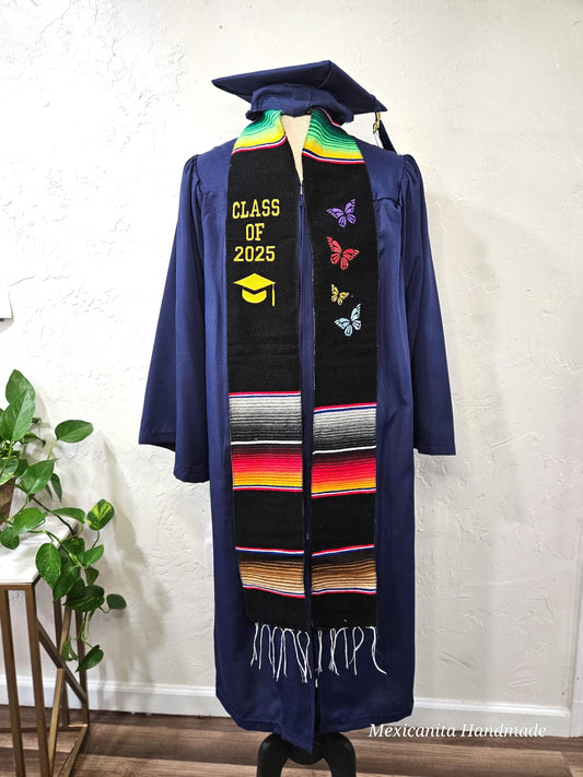 2025 Mexican graduation stole|Serape stole|class of 2025 gift|graduation stole|butterfly stole|mariposa monarca stole