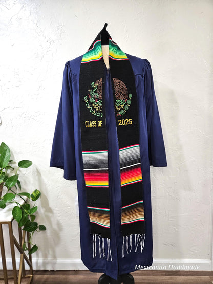 Class of 2025 stole|Escudo mexicano stole|Mexican stole|serape stole|bandera mexicana|graduation gifts||graduadtion stole|