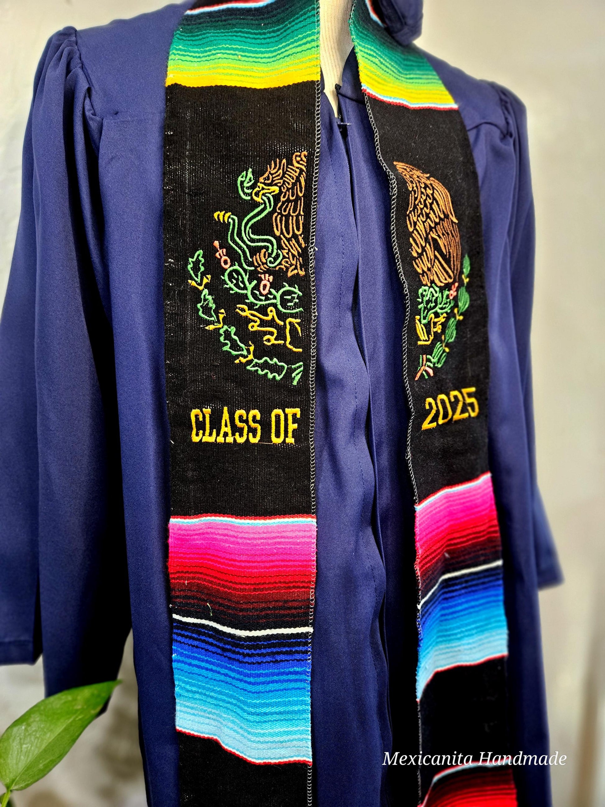 Class of 2025 stole|Escudo mexicano stole|Mexican stole|serape stole|bandera mexicana|graduation gifts||graduadtion stole|