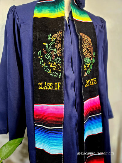 Class of 2025 stole|Escudo mexicano stole|Mexican stole|serape stole|bandera mexicana|graduation gifts||graduadtion stole|