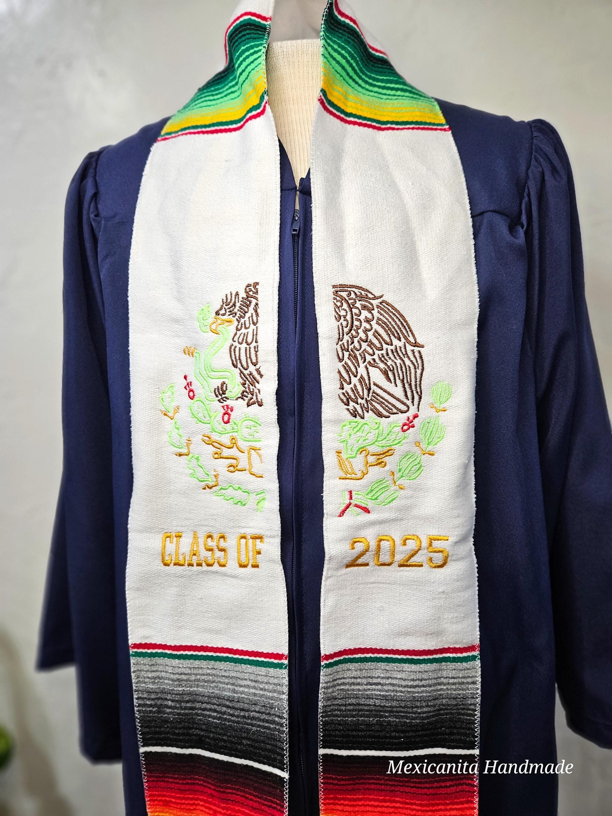 Class of 2025 stole|Escudo mexicano stole|Mexican stole|serape stole|bandera mexicana|graduation gifts||graduadtion stole|