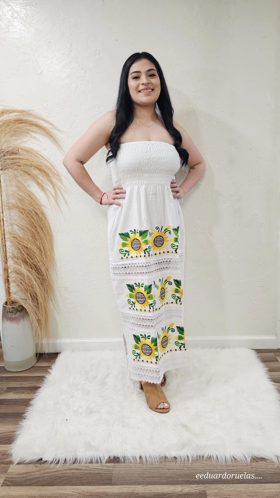 Mexican long dress||Mexican strapless dress||Florar long dress||Sunflower dress||Long dress for women||Mexican dress for party||