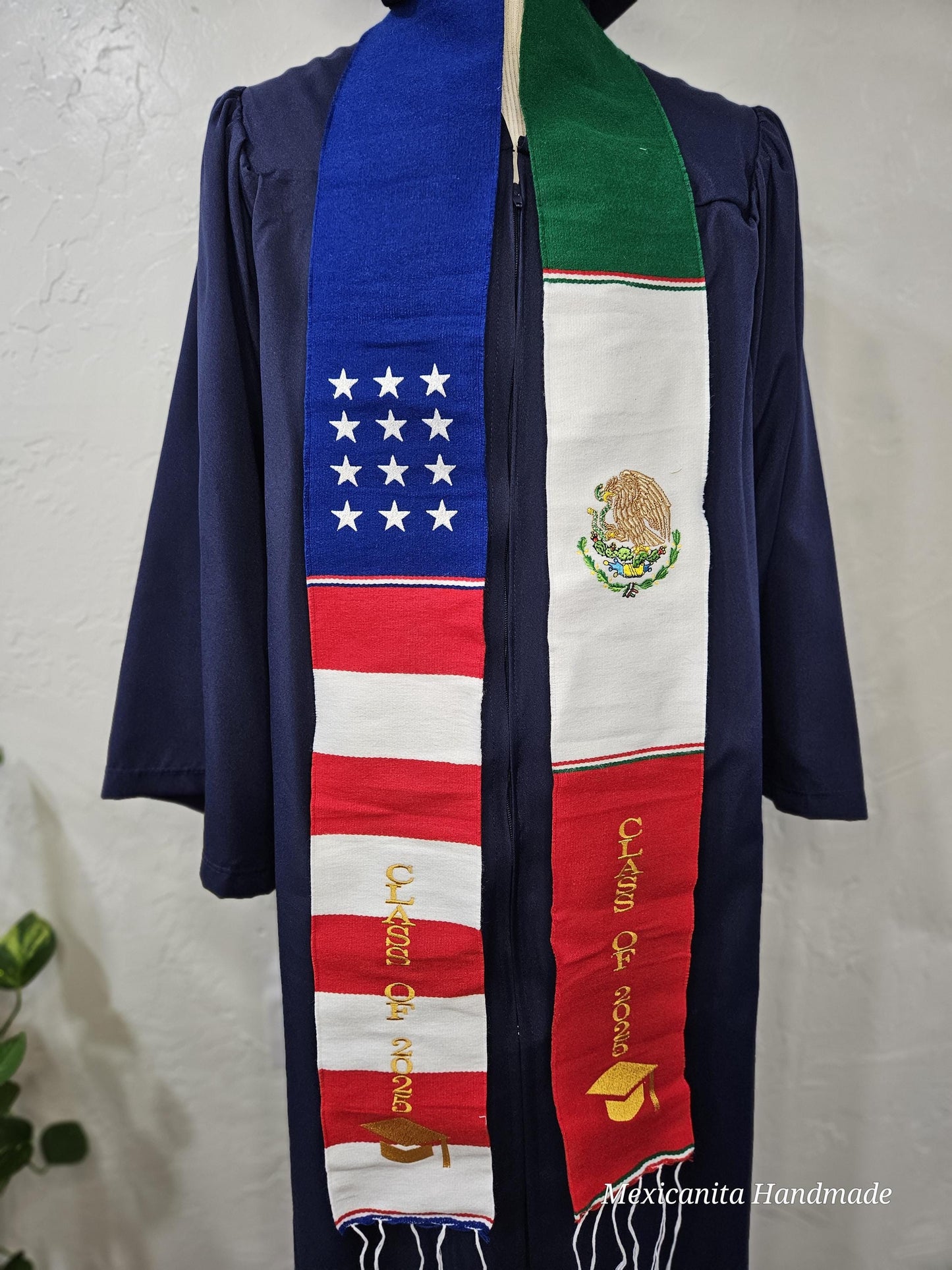 2025 Mexican american graduation stole//Serape stole//class of 2025 sash//U.S /MEXICO STOLE //Binacional stole