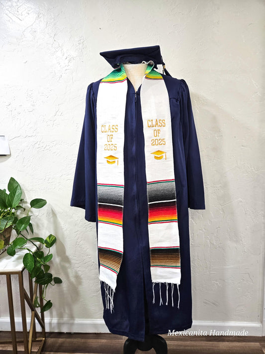 2025 Mexican graduation stole//Serape stole//Sarape sash//class of 2025 sash//made of real serape fabric