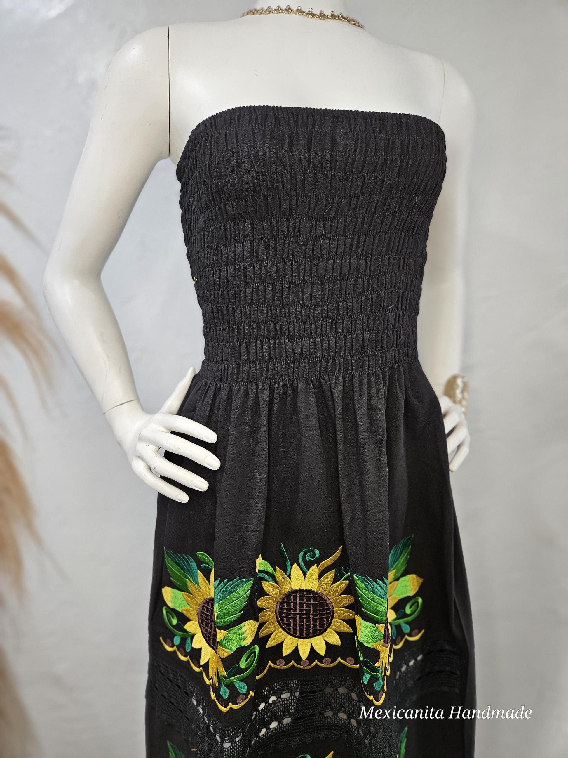 Mexican long dress||Mexican strapless dress||FloraL long dress||Sunflo MEXICANITA-HANDMADE Mexican long dress||Mexican strapless dress||FloraL long dress||Sunflo MEXICANITA-HANDMADE