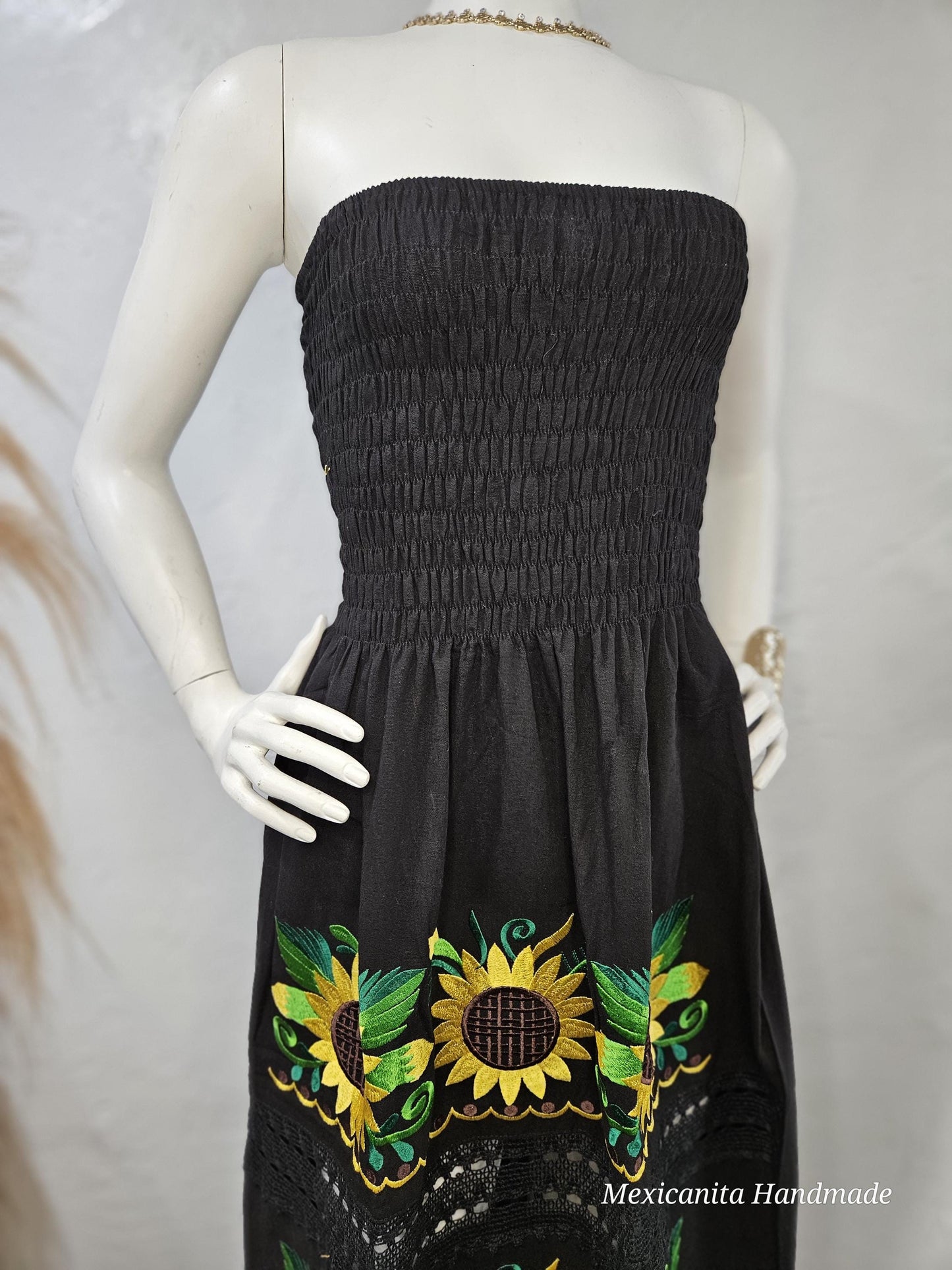 Mexican long dress||Mexican strapless dress||Florar long dress||Sunflower dress||Long dress for women||Mexican dress for party||