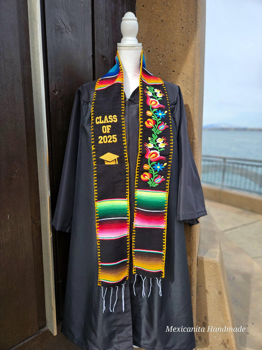 Stole 2025 Mexican graduation stole//Serape stole//mexican floral stole//class of 2025//made of real serape fabric