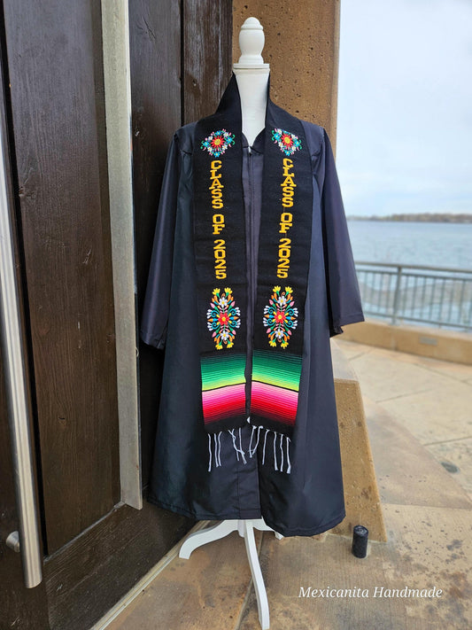 Stole 2025 Mexican graduation stole//Serape stole//mexican floral stole//class of 2025//made of real serape fabric