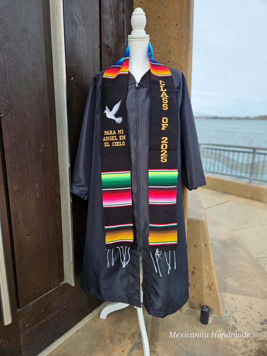 Stole 2025 Mexican graduation stole//Serape stole//mexican floral stole//class of 2025//made of real serape fabric/para mi angel en el cielo