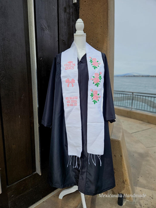 Stole 2025 Mexican graduation stole//Serape stole//mexican floral stole//class of 2025//made of real serape fabric//COQUETTE STOLE