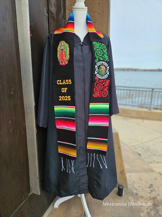 Stole 2025 Mexican graduation stole//Serape stole//mexican floral stole//class of 2025//made of real serape fabric