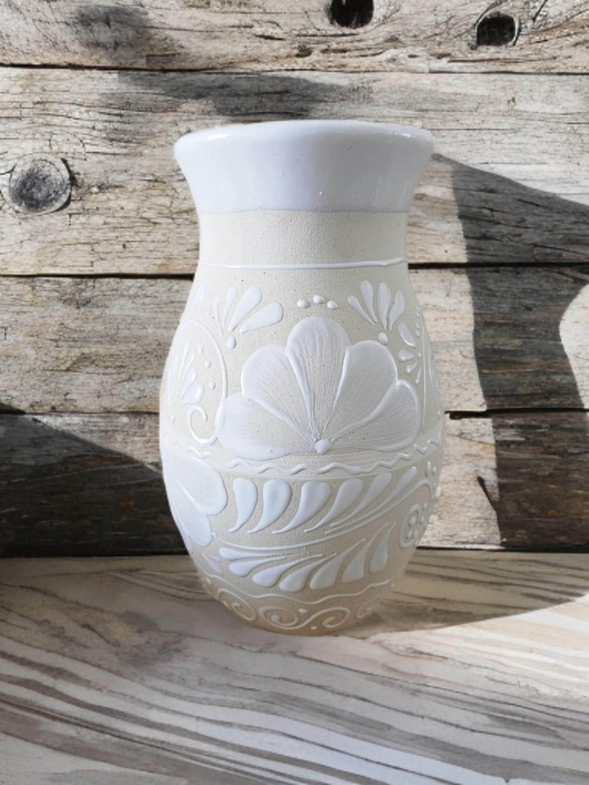 Mexican floral vase, hand-painted vase, Mexican pottery vases, cielito lindo decor
