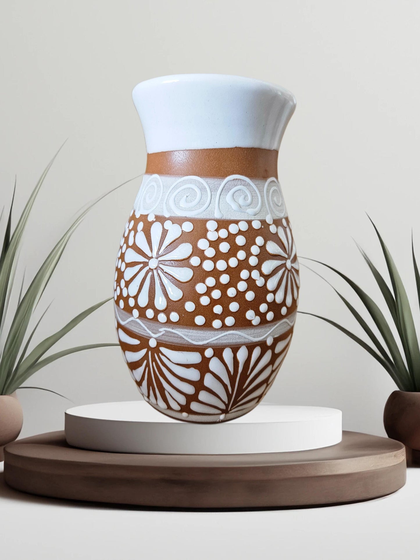 Mexican floral vase, hand-painted vase, Mexican pottery vases, cielito lindo decor