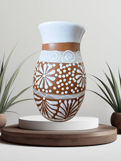 Mexican floral vase, hand-painted vase, Mexican pottery vases, cielito lindo decor