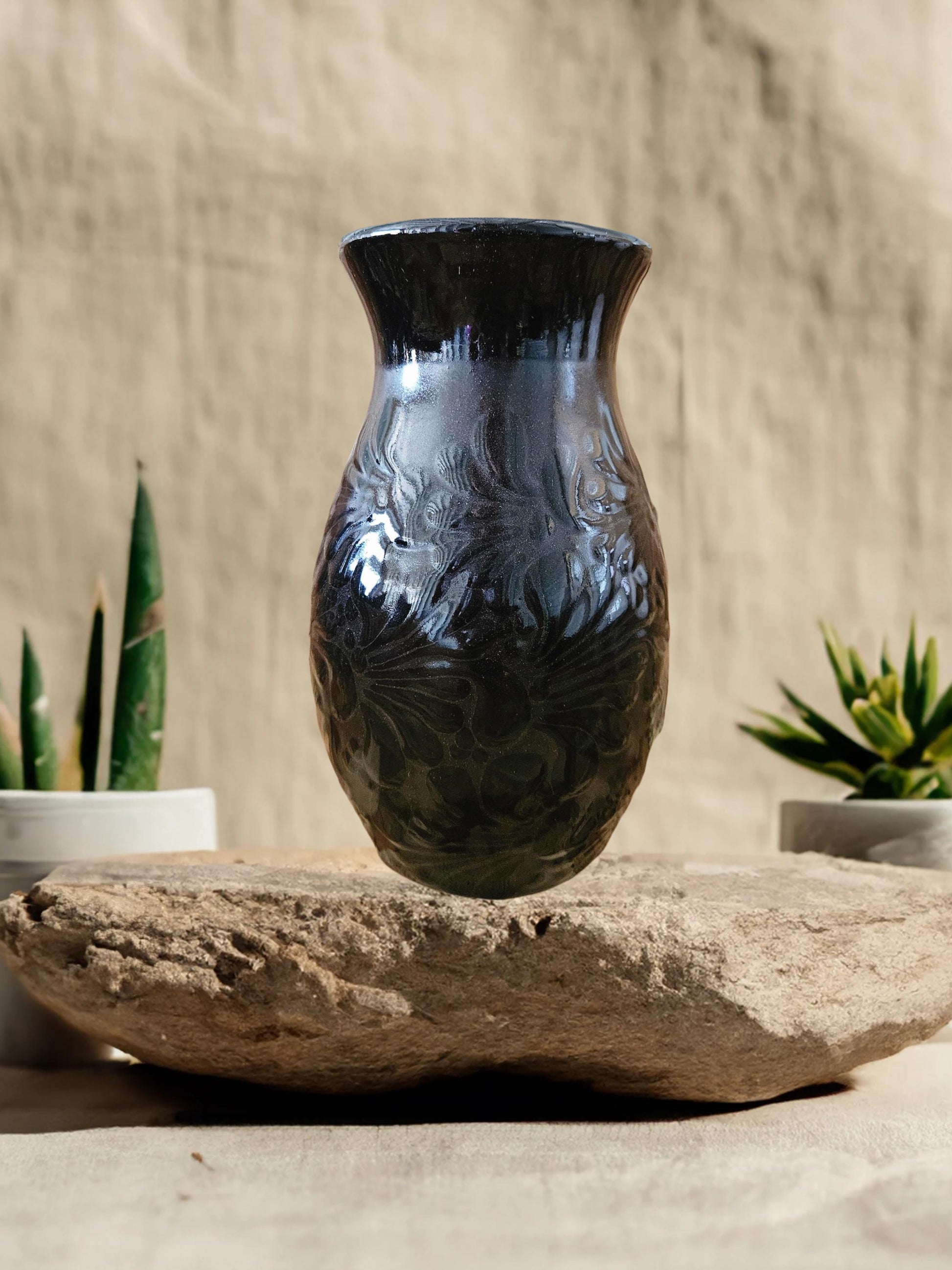 Mexican floral vase, hand-painted vase, Mexican pottery vases, cielito lindo decor