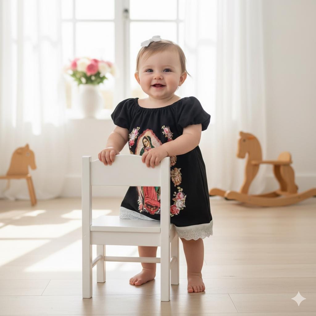 Virgen de Guadalupe Dress and Headband: Mexican Outfit for Girls