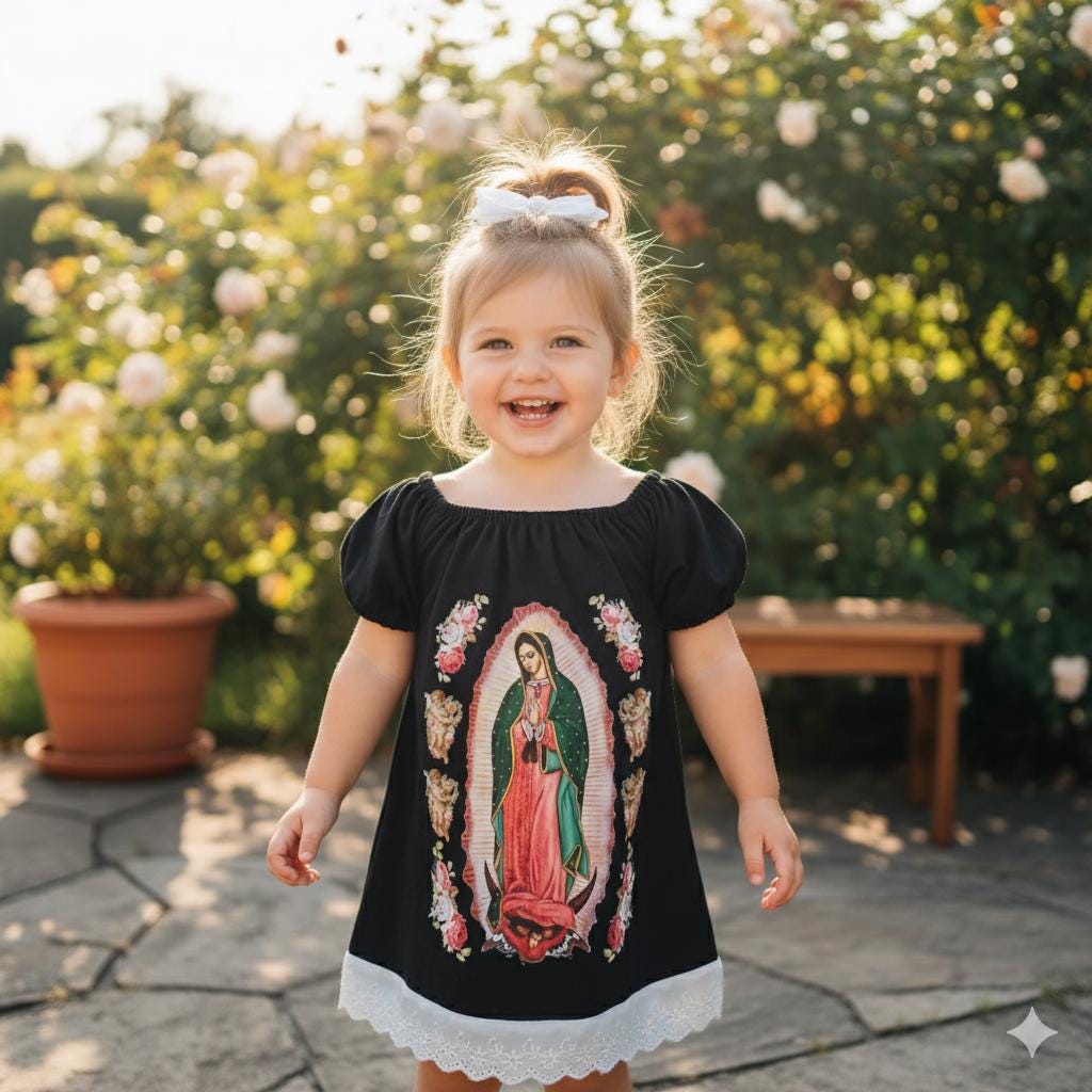 Virgen de Guadalupe Dress and Headband: Mexican Outfit for Girls