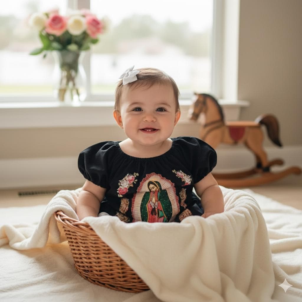 Virgen de Guadalupe Dress and Headband: Mexican Outfit for Girls