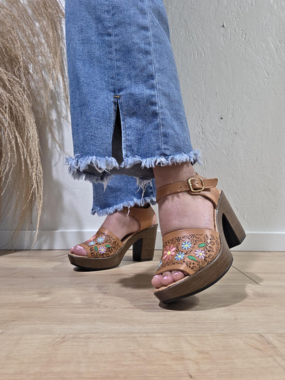Martina High Heel Huarache Sandal: Handmade Mexican Leather Shoes